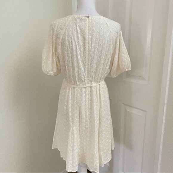 Madewell Eyelet Tassle Tie Cream Dress Sz 10 NWT Peasant Cottage Core Boho - Picture 10 of 12